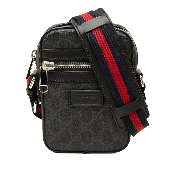 Gucci Web Sac Messenger Mini GG Supreme Noir – vue principale – GABY PARIS