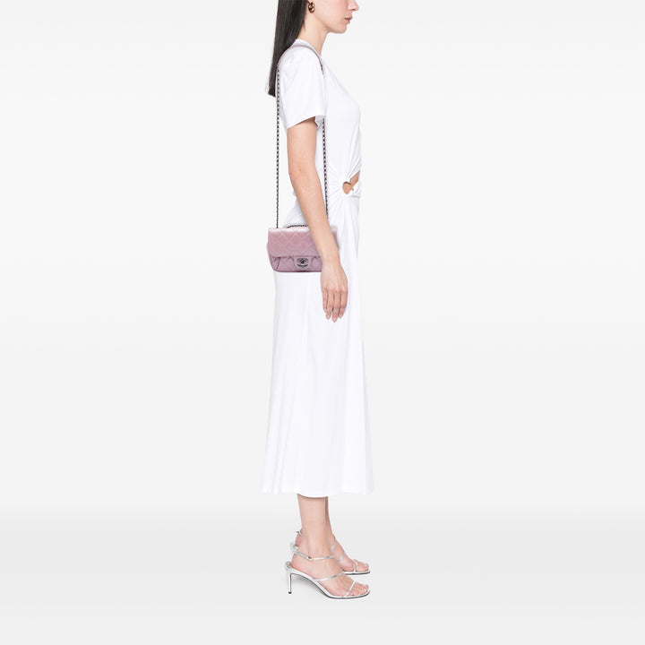 Chanel Mini Matelassé Metallic Cuir de veau Coco Pleats Chain à rabat