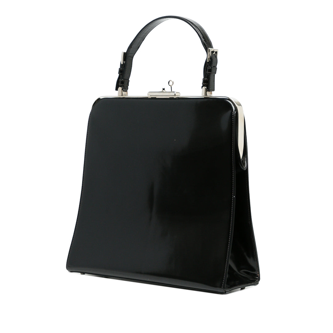 Prada Sac à main Spazzolato Logo structuré Noir – vue 2 – GABY PARIS