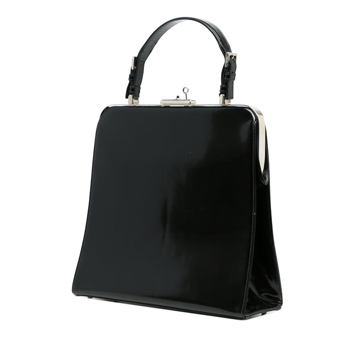 Prada Sac à main Spazzolato Logo structuré Noir – vue 2 – GABY PARIS
