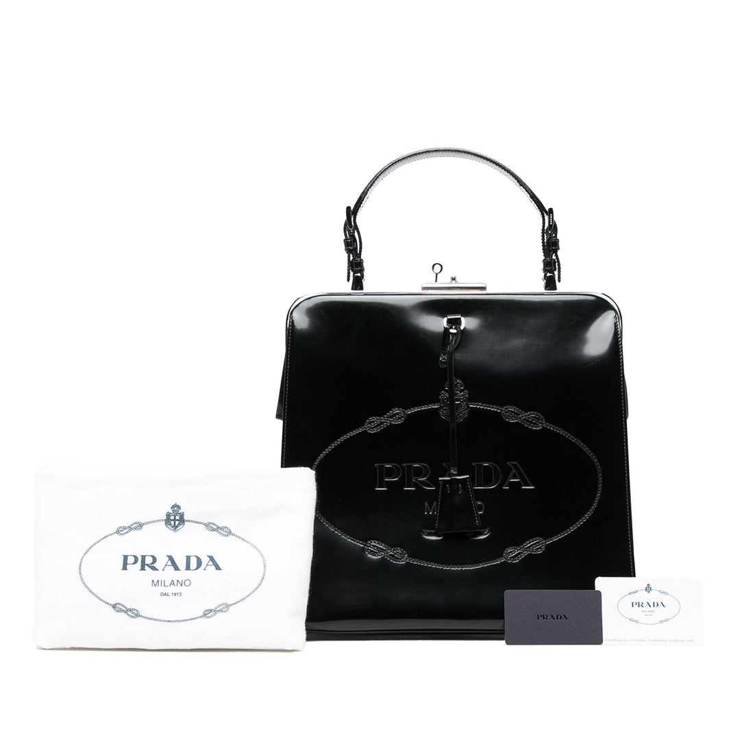 Prada Sac à main Spazzolato Logo structuré Noir – vue 6 – GABY PARIS