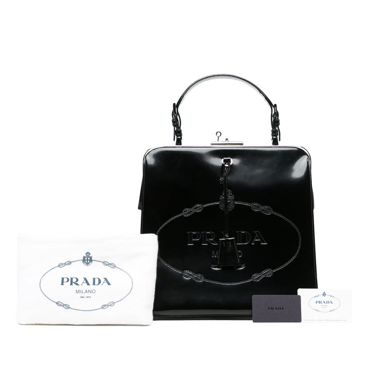 Prada Sac à main Spazzolato Logo structuré Noir – vue 6 – GABY PARIS