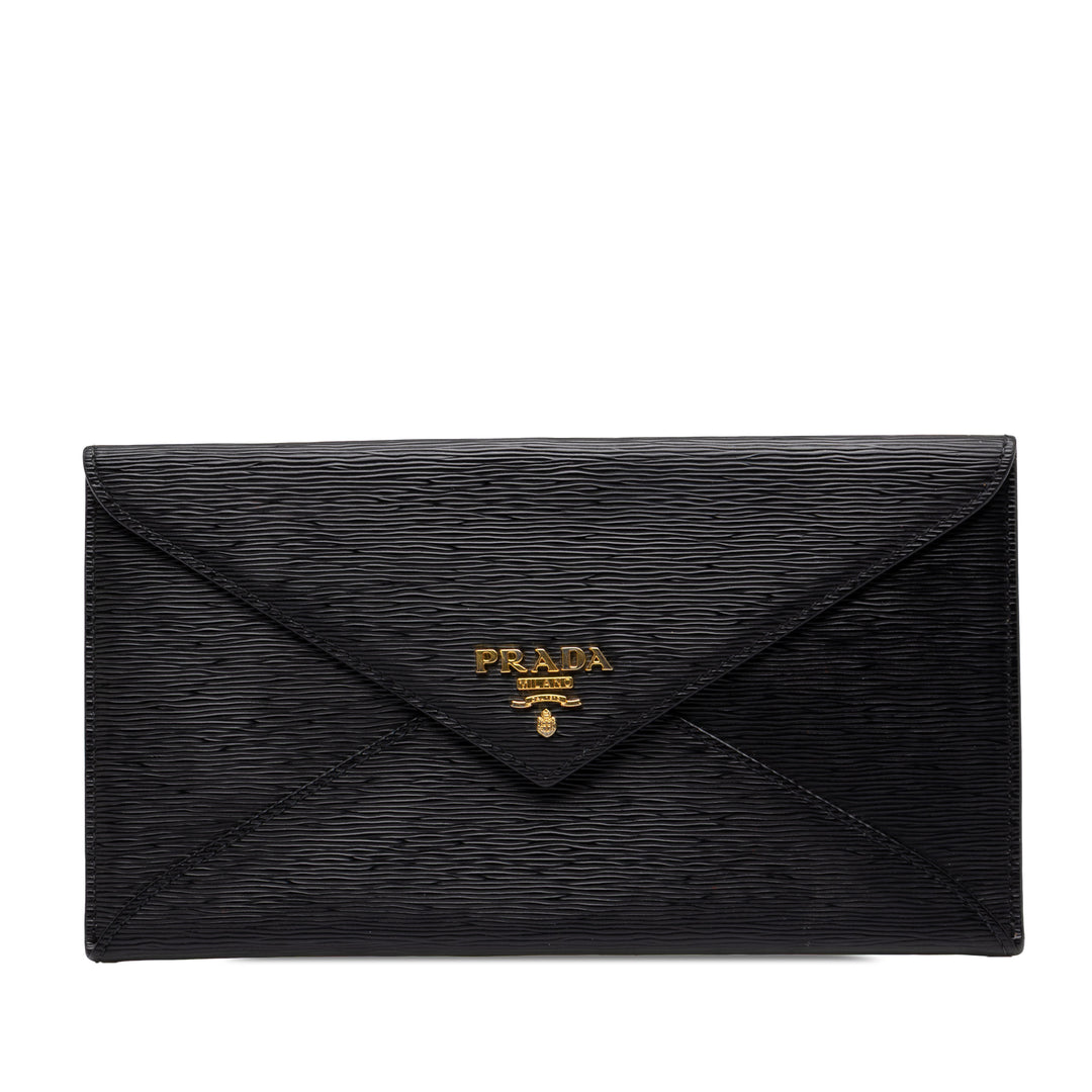 Prada Vitello Move Enveloppe Pochette Noir – vue principale – GABY PARIS