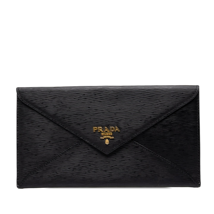 Prada Vitello Move Enveloppe Pochette Noir – vue principale – GABY PARIS
