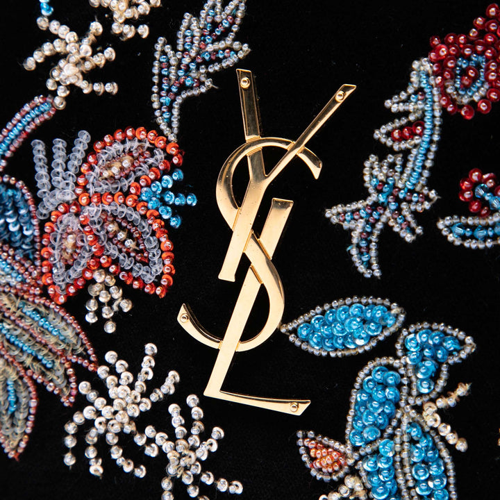 Saint Laurent Medium Beaded Velours Monogram Kate Sac porté croisé