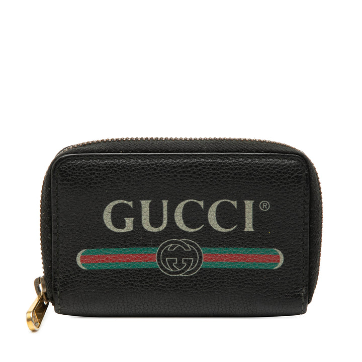Gucci Cuir de veau grainé Logo Zip Around Coin Pochette