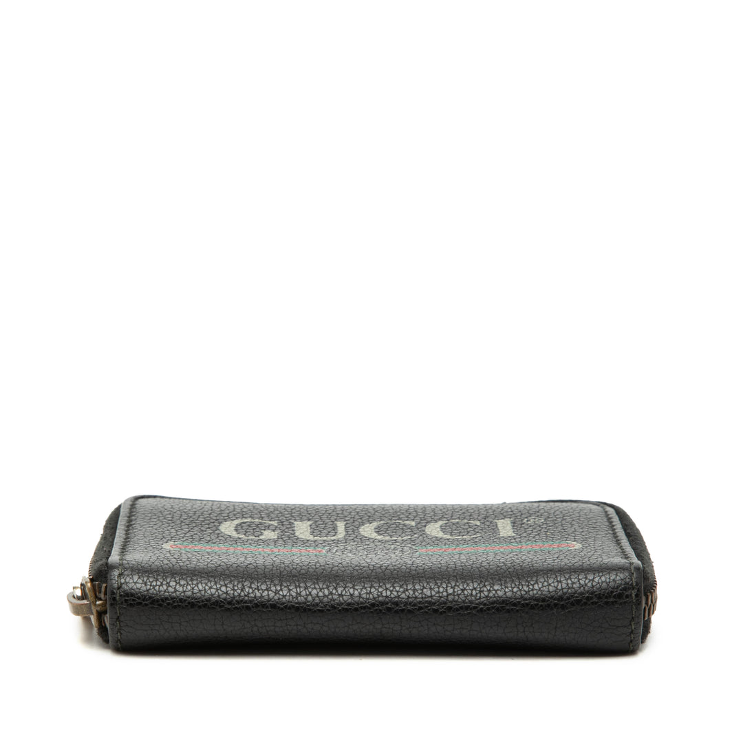 Gucci Cuir de veau grainé Logo Zip Around Coin Pochette