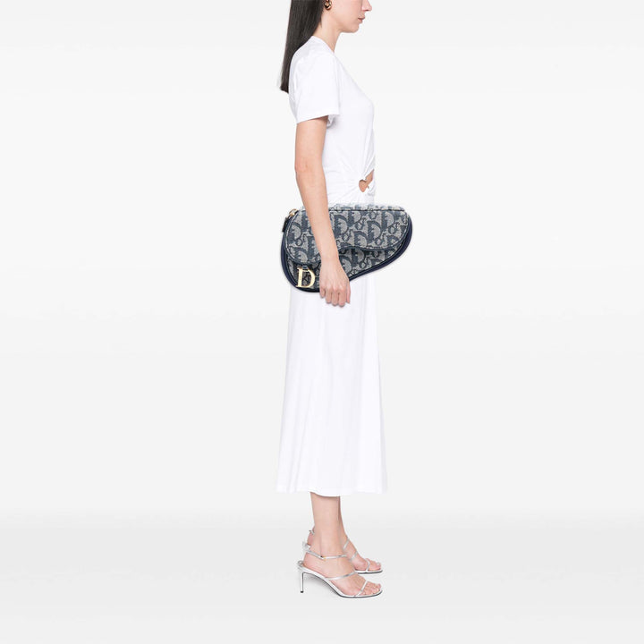 Dior Diorissimo Toile Saddle Pochette