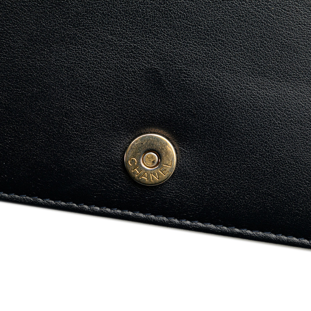 Quilted Aged Calfskin Gabrielle Wallet On Chain Black - Gaby Paris