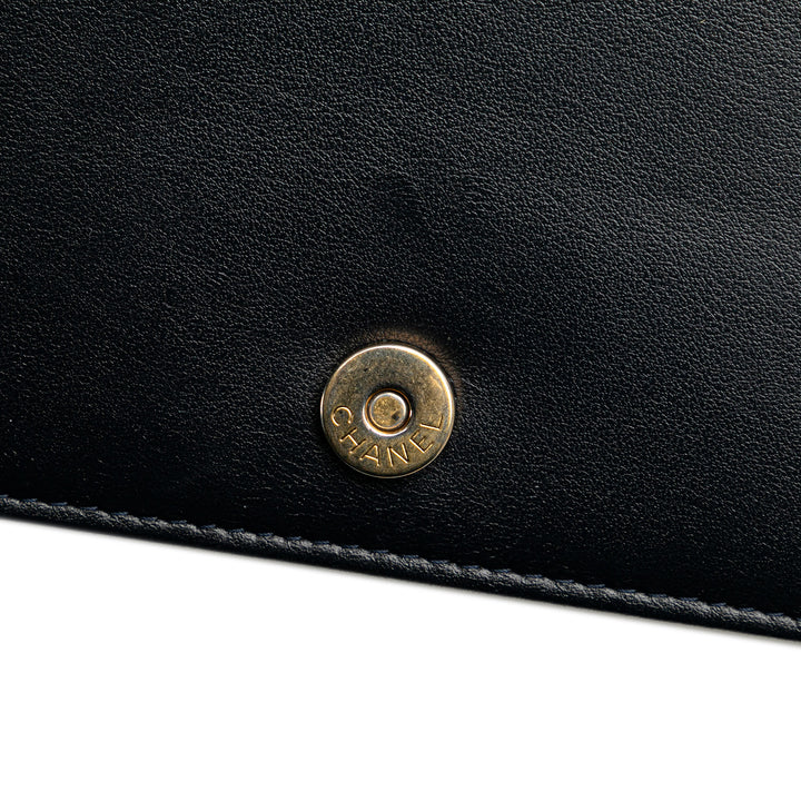 Quilted Aged Calfskin Gabrielle Wallet On Chain Black - Gaby Paris