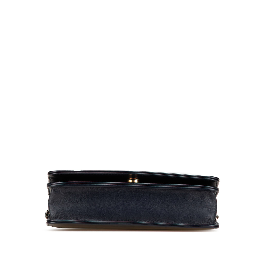 Quilted Aged Calfskin Gabrielle Wallet On Chain Black - Gaby Paris