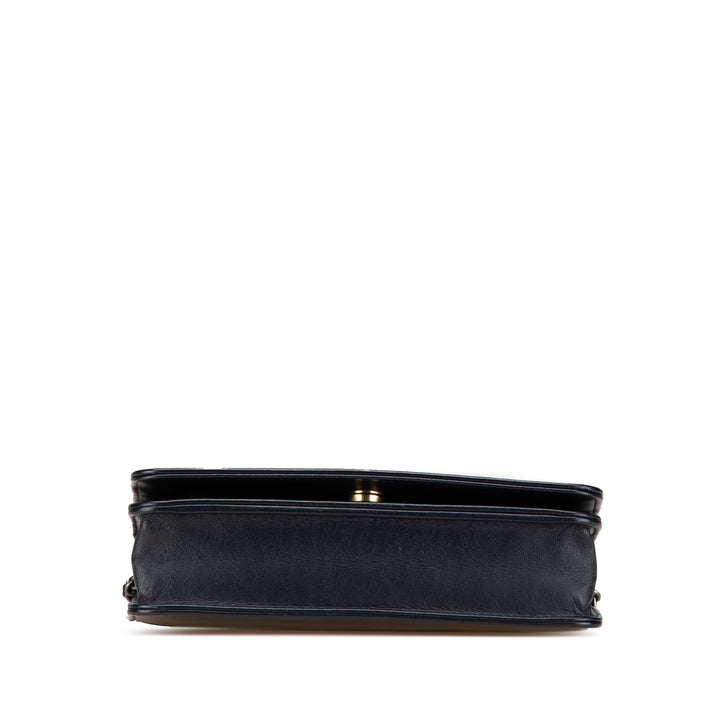 Quilted Aged Calfskin Gabrielle Wallet On Chain Black - Gaby Paris