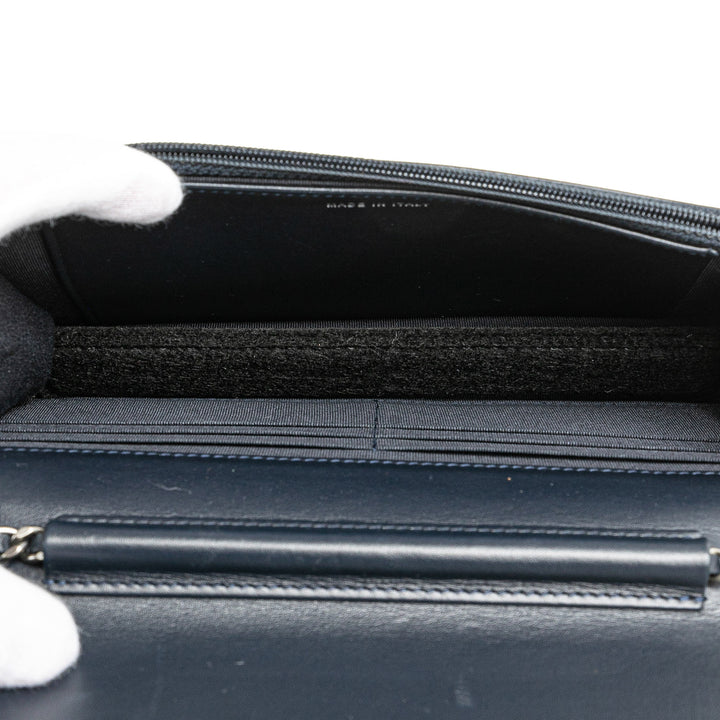 Quilted Aged Calfskin Gabrielle Wallet On Chain Black - Gaby Paris