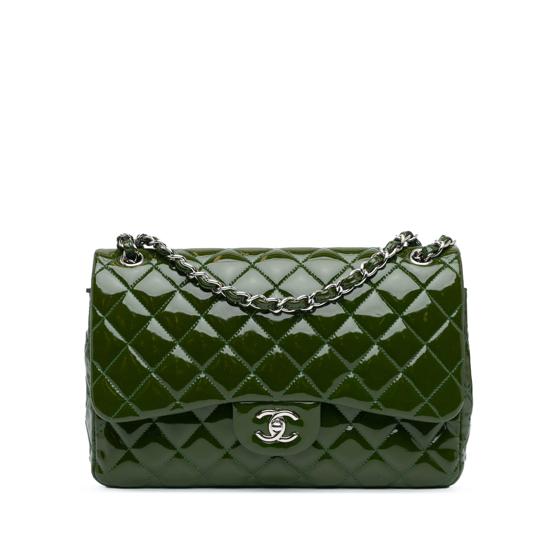 Jumbo Classic Patent Double Flap Green - Gaby Paris