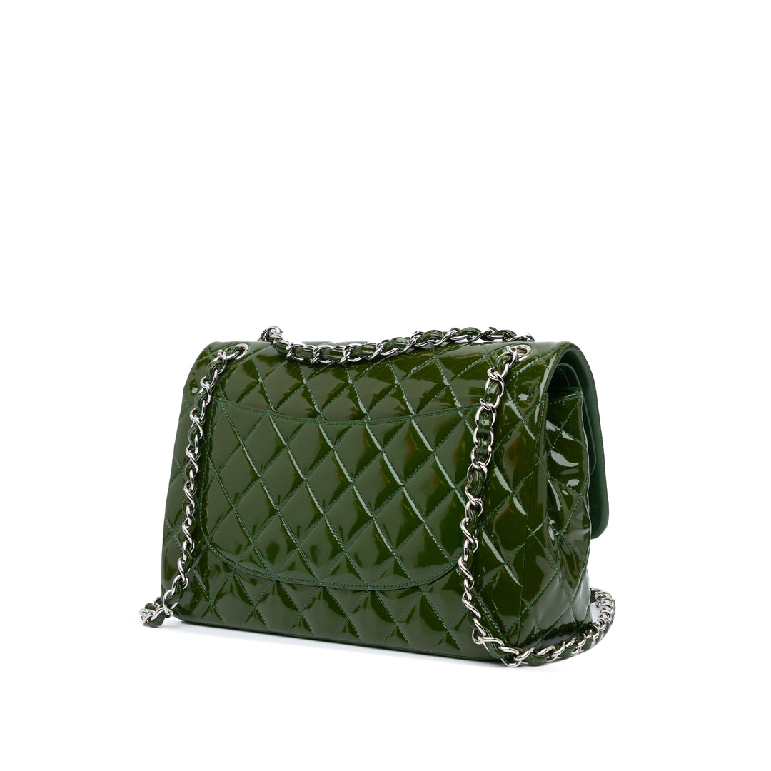 Jumbo Classic Patent Double Flap Green - Gaby Paris