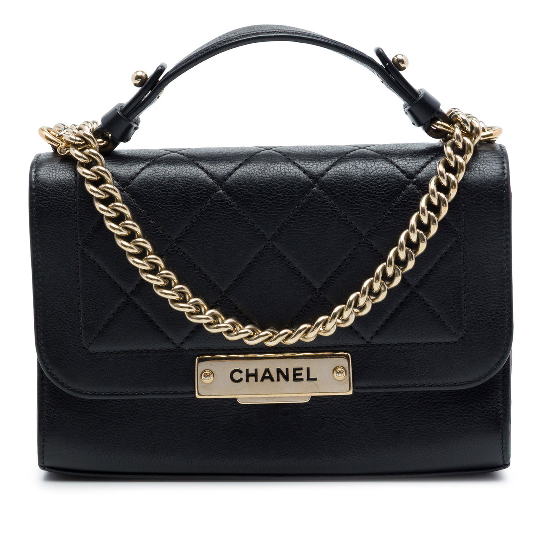 Chanel Matelassé grainé Label Click à rabat Petit Cuir de veau grainé