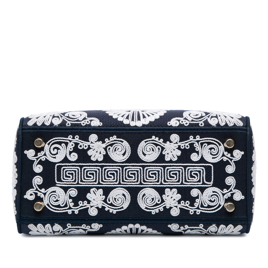 Dior Medium Embroidered Toile Cornely Lady D Lite Bleu – GABY PARIS Authentique