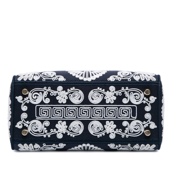 Dior Medium Embroidered Toile Cornely Lady D Lite Bleu – GABY PARIS Authentique