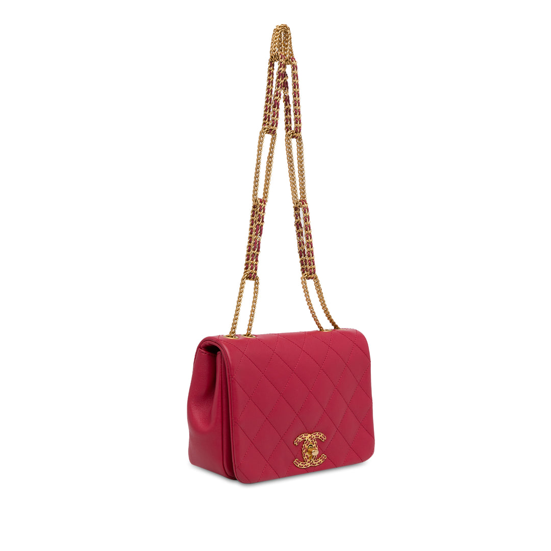 Chanel Small Matelassé Cuir d’agneau On And On Chain à rabat