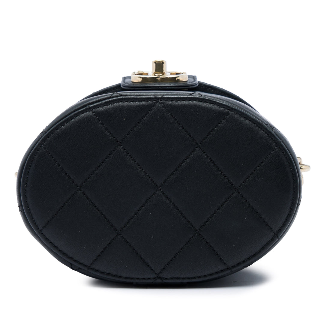 Chanel CC Elegant Chaîne Vanity Cuir d'agneau Noir – vue 3 – GABY PARIS