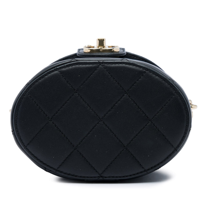 Chanel CC Elegant Chaîne Vanity Cuir d'agneau Noir – vue 3 – GABY PARIS