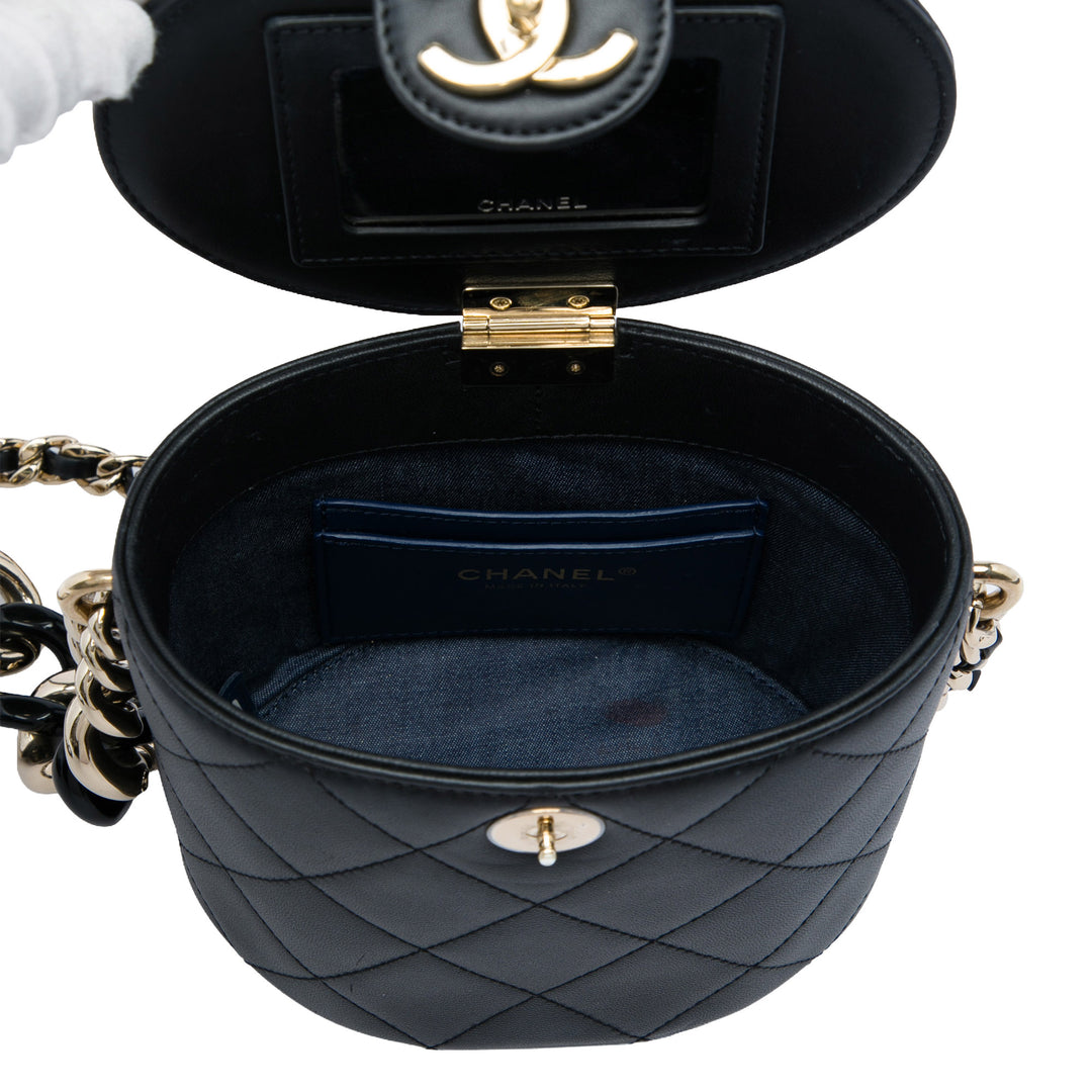 Chanel CC Elegant Chaîne Vanity Cuir d'agneau Noir – vue 5 – GABY PARIS
