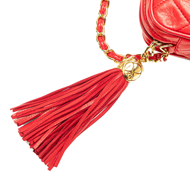 CC Quilted Lambskin Tassel Camera Bag Red - Gaby Paris