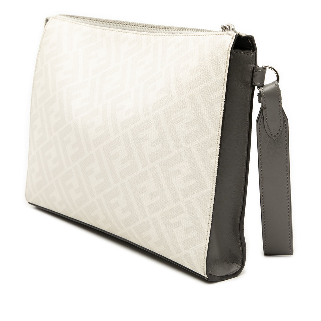 Fendi Zucca Coated Toile FF 1974 Diagonal Vitello Liberty Front Zip Pochette