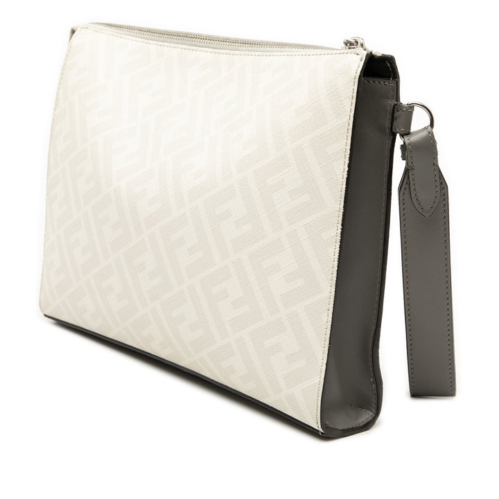 Fendi Zucca Coated Toile FF 1974 Diagonal Vitello Liberty Front Zip Pochette
