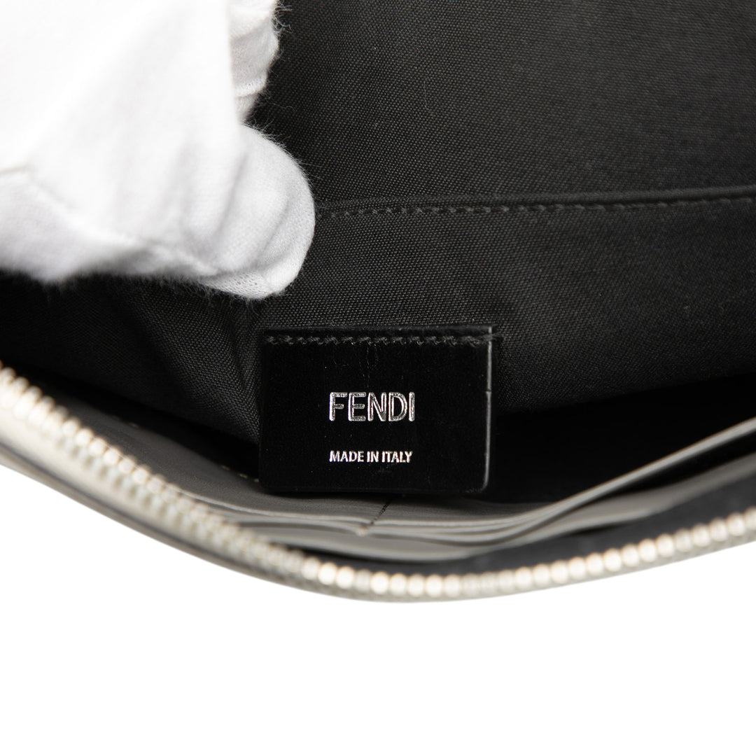 Fendi Zucca Coated Toile FF 1974 Diagonal Vitello Liberty Front Zip Pochette
