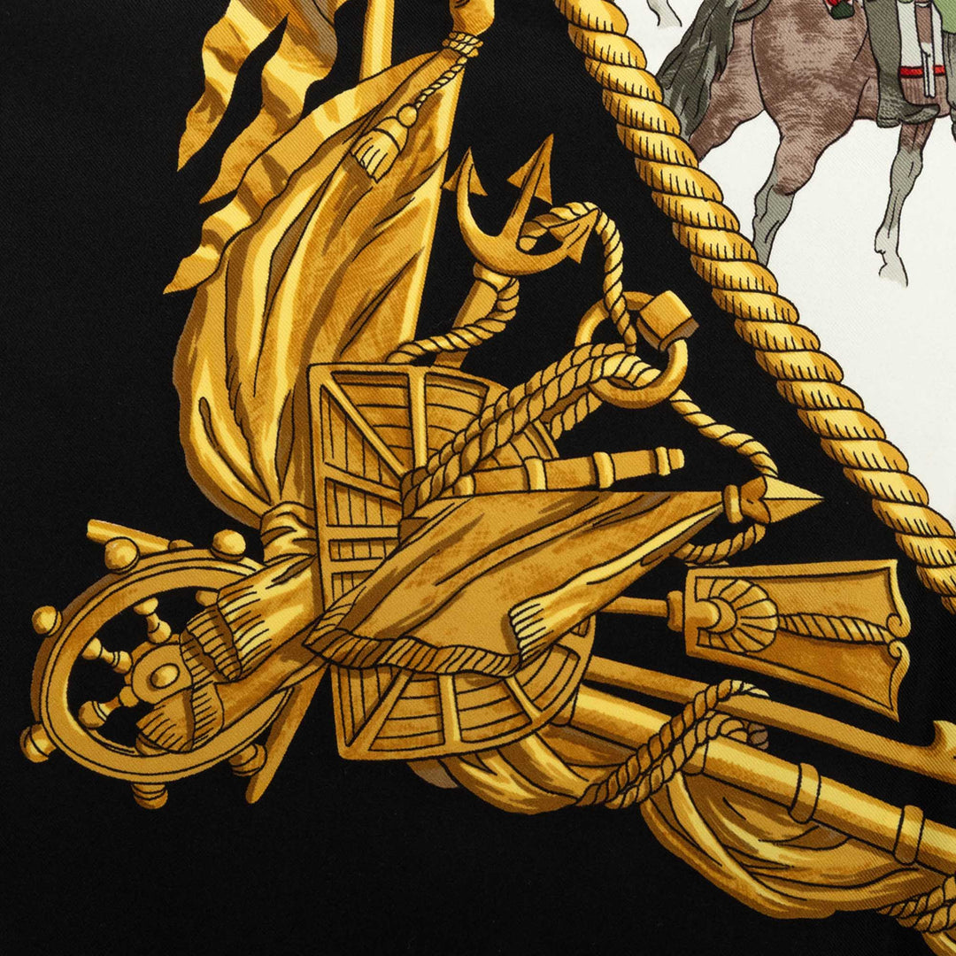 Hermès Marine et Cavalerie Foulard 90 Noir