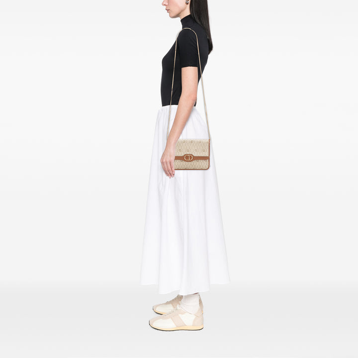 Dior Honeycomb Coated Toile Chain Sac porté croisé Marron