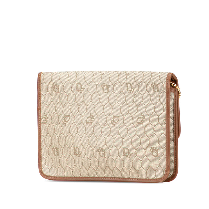 Dior Honeycomb Coated Toile Chain Sac porté croisé Marron