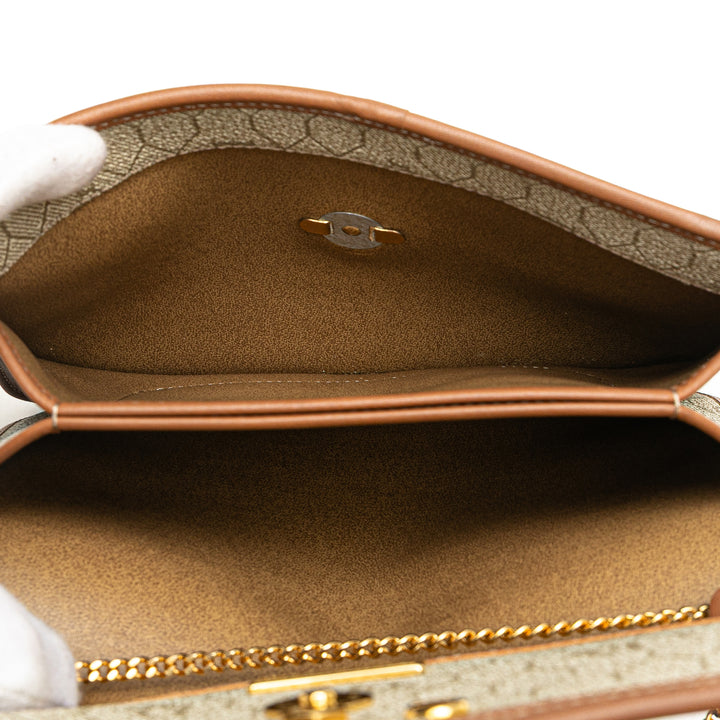 Dior Honeycomb Coated Toile Chain Sac porté croisé Marron