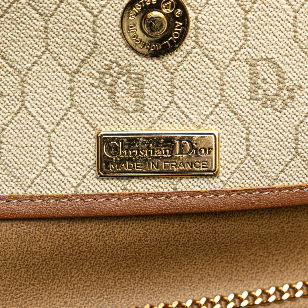 Dior Honeycomb Coated Toile Chain Sac porté croisé Marron