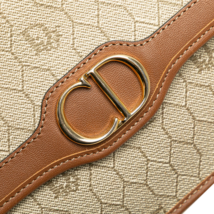 Dior Honeycomb Coated Toile Chain Sac porté croisé Marron