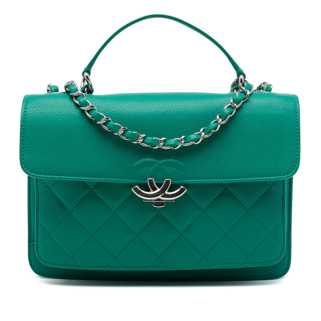 Chanel Matelassé CC Boîte à rabat Petit Cuir caviar Vert – vue principale – GABY PARIS