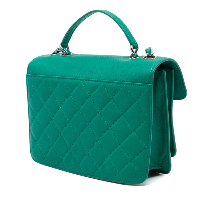 Chanel Matelassé CC Boîte à rabat Petit Cuir caviar Vert – vue 2 – GABY PARIS