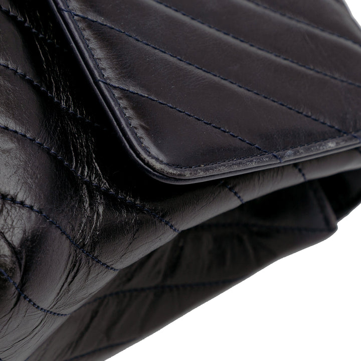 Medium Chevron Aged Calfskin Coco Top Handle Bag Black - Gaby Paris
