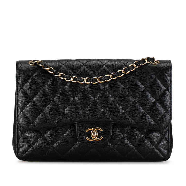 Chanel Jumbo Classic Caviar Double rabat Noir