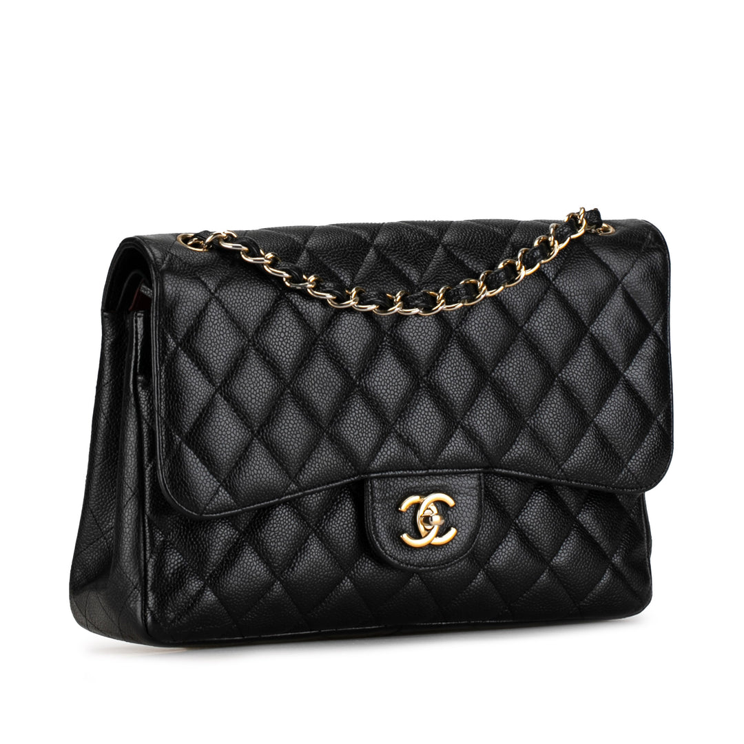 Chanel Jumbo Classic Caviar Double rabat Noir