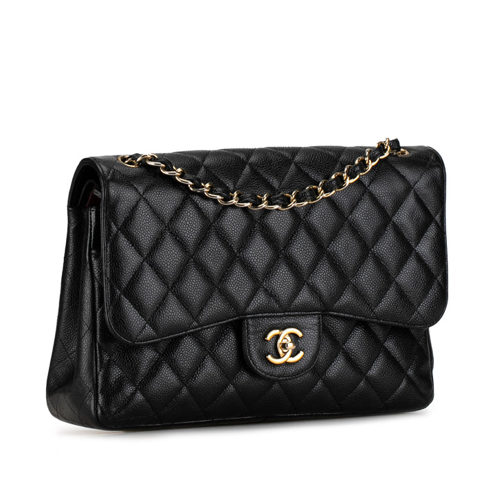 Chanel Jumbo Classic Caviar Double rabat Noir