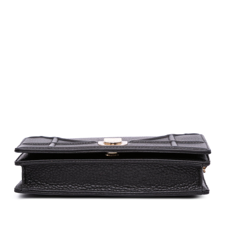 Grained Calfskin Diorama Wallet on Chain Black - Gaby Paris