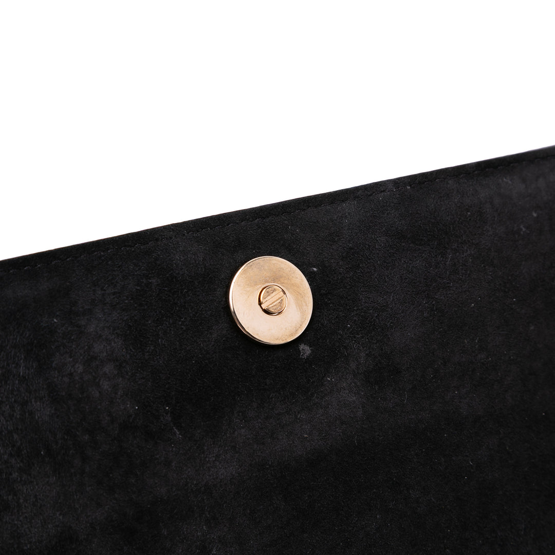 Grained Calfskin Diorama Wallet on Chain Black - Gaby Paris