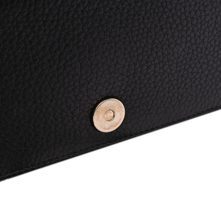 Grained Calfskin Diorama Wallet on Chain Black - Gaby Paris