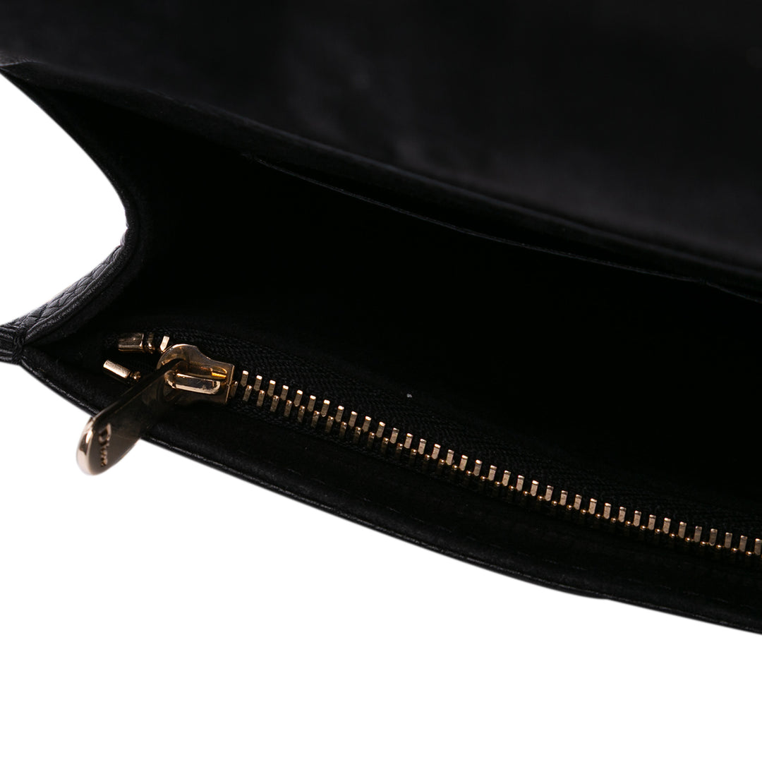 Grained Calfskin Diorama Wallet on Chain Black - Gaby Paris