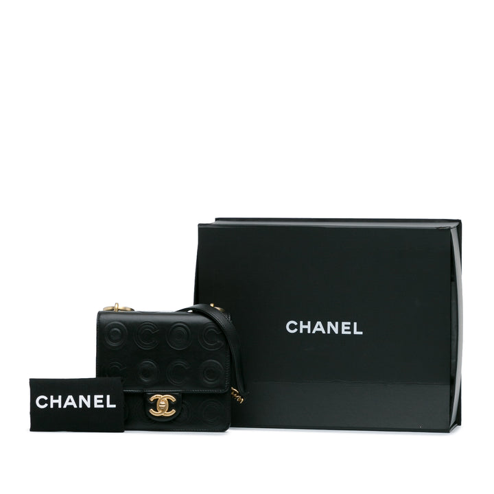 Chanel Mini Square Coco Embossed Calfskin Flap Black - GABY PARIS