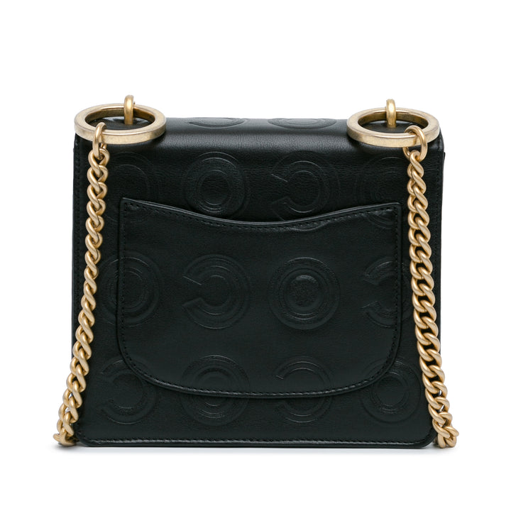 Chanel Mini Square Coco Embossed Calfskin Flap Black - GABY PARIS