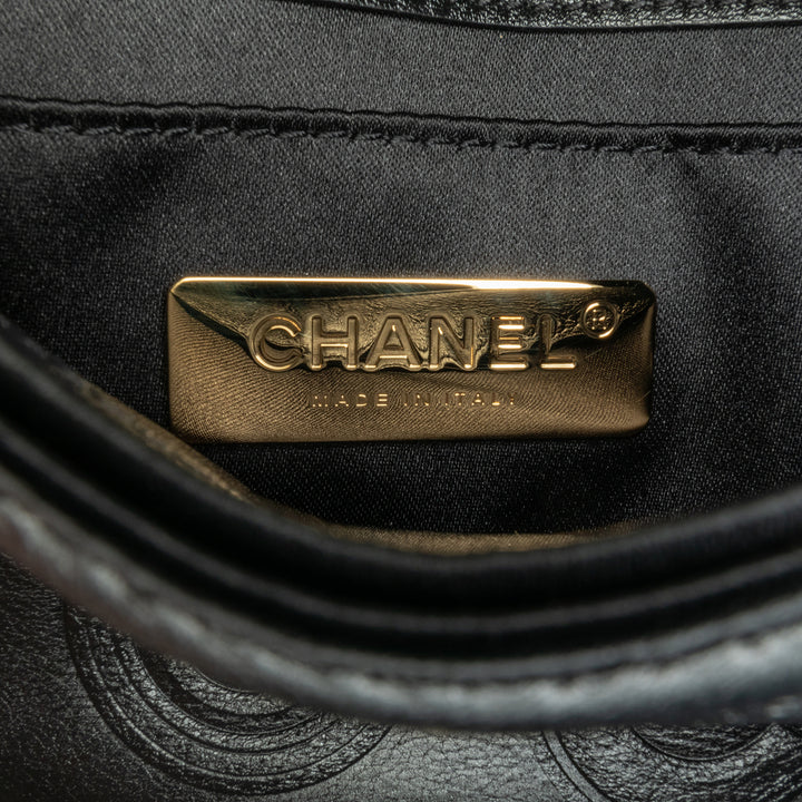 Chanel Mini Square Coco Embossed Calfskin Flap Black - GABY PARIS