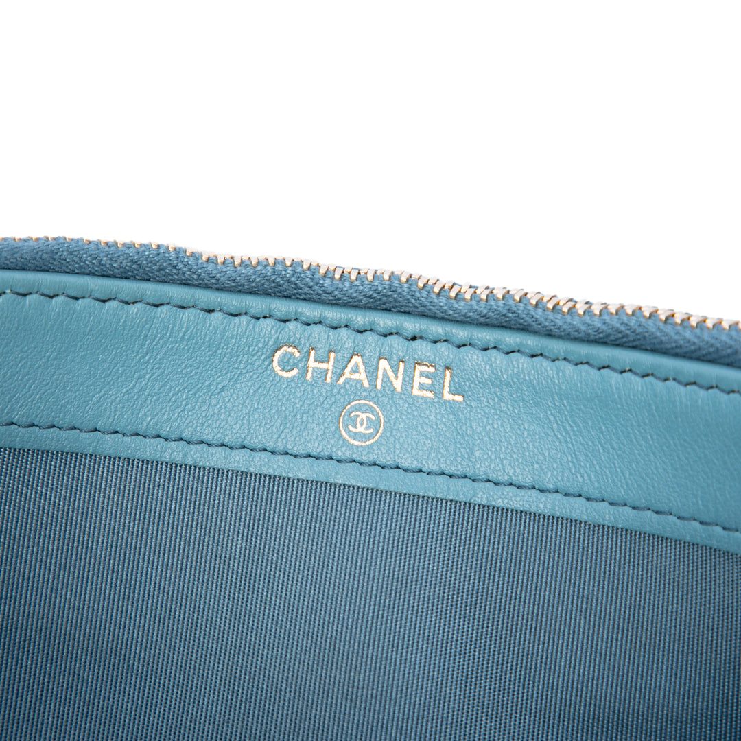 Chanel Raffia Deauville Double Zip Pochette avec chaîne